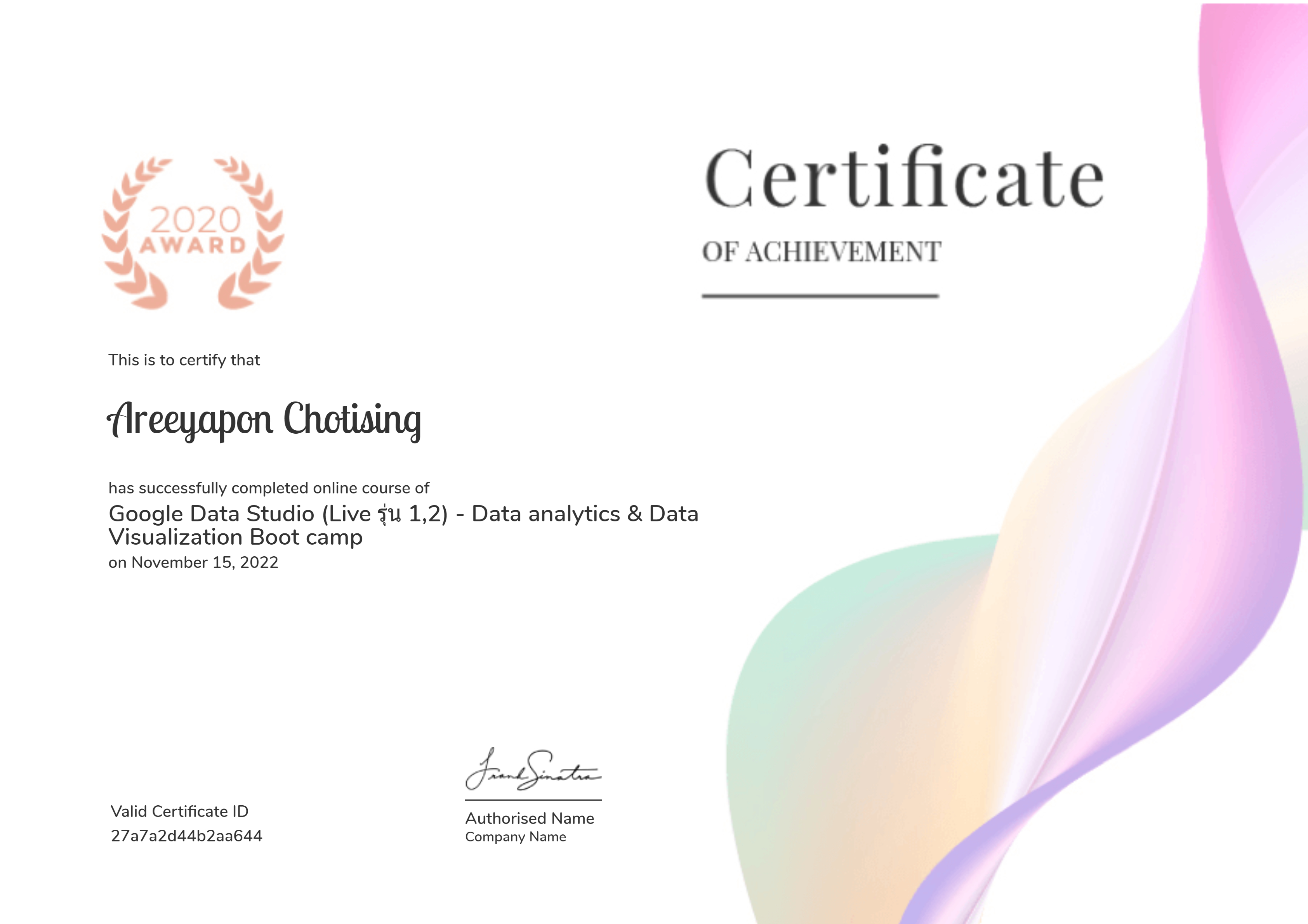Google Data Studio (Live รุ่น 1,2) - Data analytics & Data Visualization Boot camp